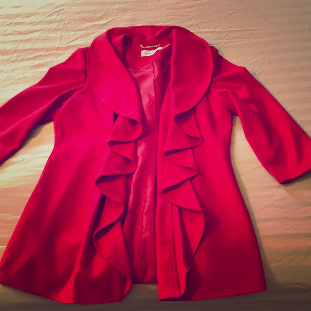 Open-front 3/4 sleeve shawl collar jacket